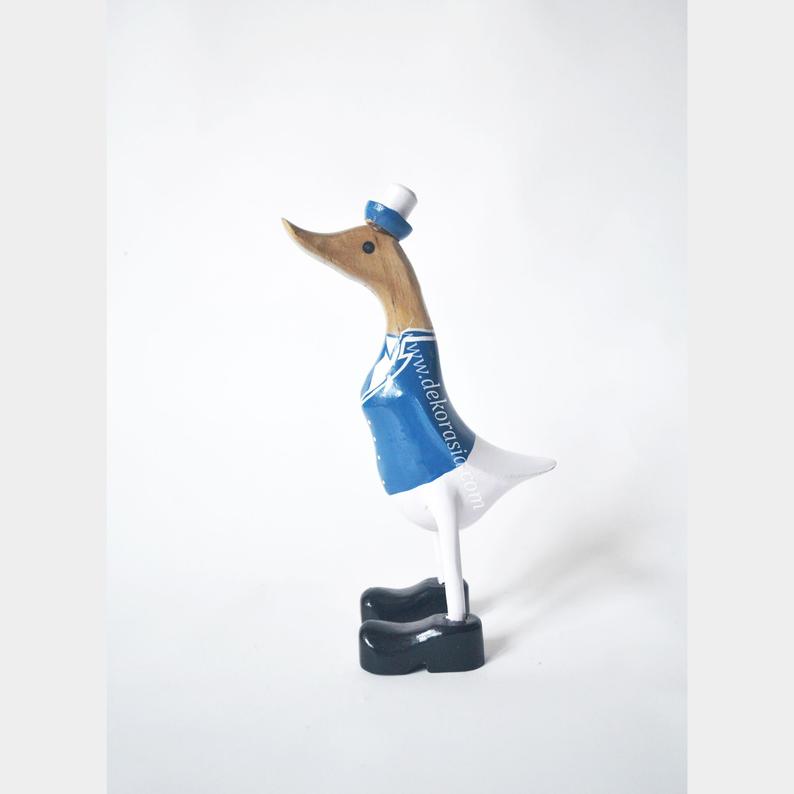 Blue Suit with Pantofel, bamboo duck, duck decoration, bamboo craft, bali bamboo duck, duck handmade | Free Shipping